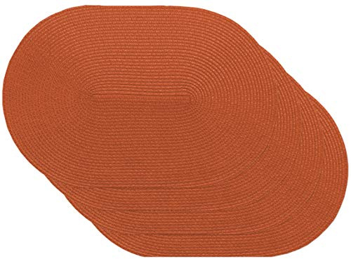 Venilia Tischset Brick Oval, Platzset für Esszimmer, Esstischmatten, Telleruntersetzer, Platzdeckchen, gewebt, lebensmittelecht, orange, 45 x 30 cm, 4 Stück, 59121