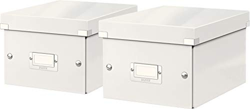 Leitz, Kleine Aufbewahrungs- und Transportbox, Mit Deckel, Für A5, Click & Store (Weiß | 2er Pack)