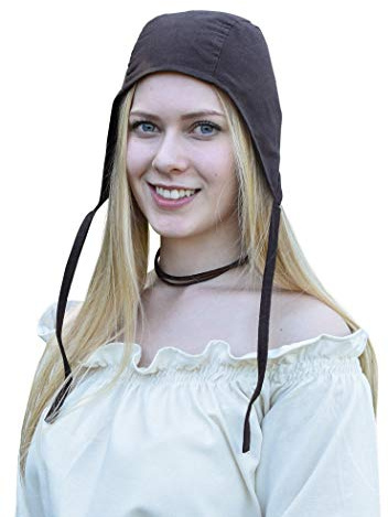 Battle-Merchant Mittelalterliche Bundhaube mit Bändern | Mütze, Hut, Kopfbedeckung, Haube, Mittelalter, Reenactment, LARP & Fantasy Cosplay