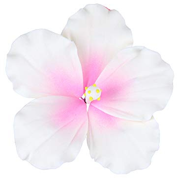 O'Creme Gumpaste Hibiscus Flower Set of 3 White/Pink - Edible Flowers for Cake Decorating - Sugar Paste Flower Decorations for Cakes, Cupcake Toppers - Birthday Party, Wedding, Valentines Day, Shower