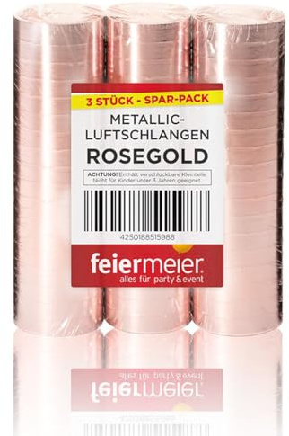 feiermeier Luftschlangen Metallic 4m / 3 Rollen | Roségold