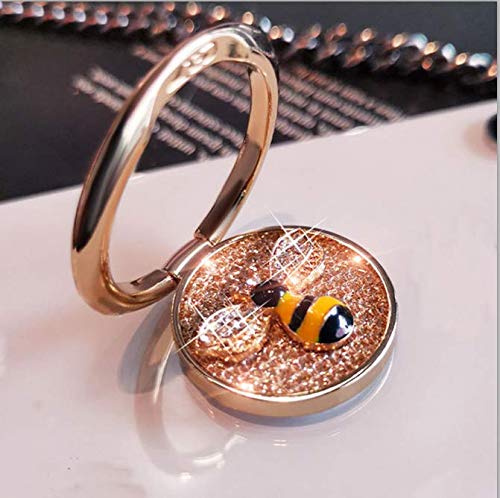GSRYPC Fashion bee Pattern Cell Phone Ring Holder, Bling Diamond 360° Rotating Finger Kickstand Back Stand Hand Grip Compatible with iPhone13 pro max,Samsung s21 iPhone 12 (Gold)