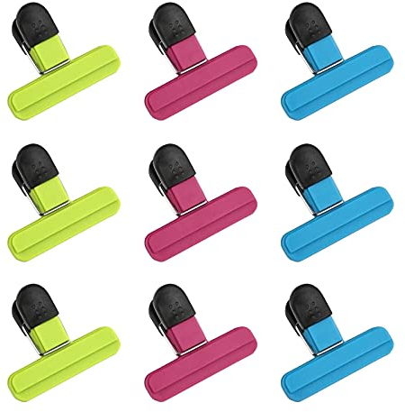 Clip para Bolsas de Alimentos,9 Piezas Clip de Sellado Clips de Bolsa Plástico Pinzas Cierre Bolsas Cerrar Sellado para Embalaje de Cocina(3 Colores)