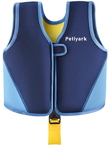 Petiyark Verstellbare Schwimmweste Kinder, Neopren Schwimmhilfe für Kinder, Leicht und komfortabel, Schwimmtraining Unterstützen, Geeignet für Jungen und Mädchen im Alter von 2-3 Jahren - Blau, S