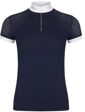 LeMieux Ridsport show-skjorta för kvinnor – kortärmad hästshow tävlingstopp – atletiska skjortor och ridkläder för ridning, Marinblått Xsp, 34 SE