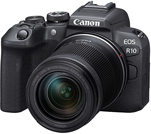 Canon EOS R10 RF-S18-150mm F3.5-6.3 is STM Lens Kit, Mirrorless Vlogging Camera, 24.2 MP, 4K Video, DIGIC X Image Processor, High-Speed Shooting, Subject Tracking, Compact, for Content Creators Black