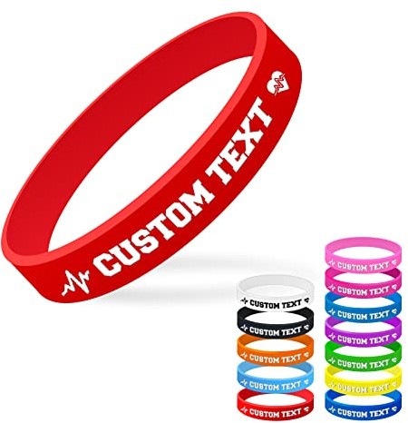 SXLONG Personalised Silicone Bracelet - Custom Silicone & Personalised Wristbands, ID Wristbands for Kids with Text/Phone Number, Motivational & Event Gifts
