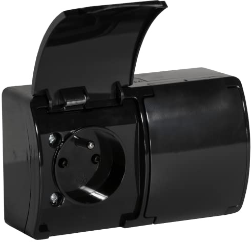 ORNO OE-7106/B Enchufe Superficie 2x2P+Z IP44 (Tipo Frances)