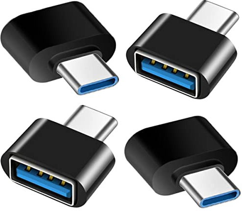 Adattatore USB C a USB (4 Pezzi), Adattatore USB Tipo C a USB-A 3.0, Compatibile con MacBook Pro, Samsung Galaxy, Telefoni di Tipo-C, Tablet e Altro (Nero)