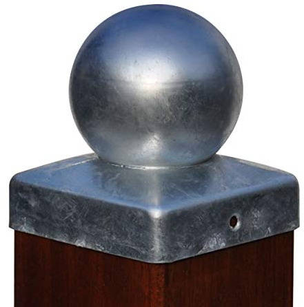 Profishop-Bremen Pfostenkappe Pfahlkappe Zierkappe Zaunkappe feuerverzinkt mit Kugel, inkl. Befestigungsschrauben (für Pfosten 12x12 cm)