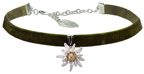 Alpenflüstern Trachten-Samt-Kropfband Greta - nostalgische Trachtenkette enganliegend, Kropfkette elastisch, Damen-Trachtenschmuck, Samtkropfband schmal (in traditionellen Farben) DHK319