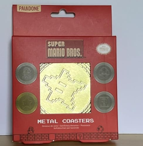 Super Mario Metall-Untersetzer - Offiziell lizenziert, Set aus vier mit Korkrückseite, Coole 8-Bit Retro-Gamer-Untersetzer & Deko, Geschenk