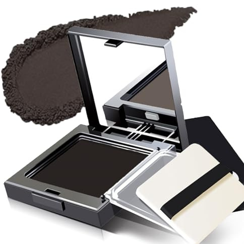 Instantly Hairline Shadow - Hairline Powder - Quick Cover Grey Hair in Hair Regrowth Treatments - Windproof Sweatproof Hair Touch-Up for Root Concealer - Long Lasting with Mirror & Puff (Black)
