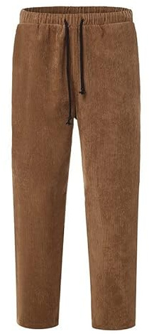 VaiKanhai Smog Pantalones de pana para hombre, holgados, informales, cintura elástica, pantalones rectos, marrón, XXL