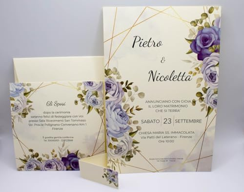 20 Set partecipazioni Nozze Personalizzate inviti Matrimonio Art.065 quantità a scelta