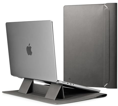 Spigen Valentinus S Laptoptasche Hülle Tasche 13 13,3 14 Zoll, Leder Laptop Hülle Kompatibel mit MacBook Pro/Air, M1 / M3, Dell, Acer, ASUS, Hp, Lenovo usw - Grau