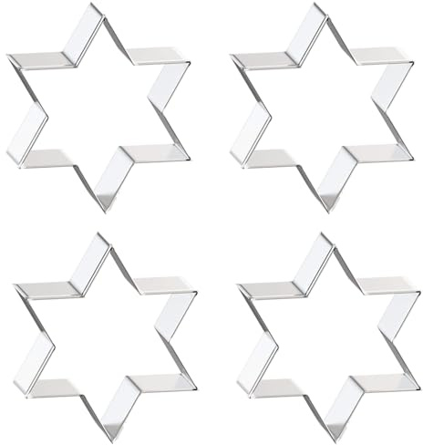 ieron 4 Piezas Cortadores de Galletas Estrella de David, Cortador con Forma de Estrella Judía de Acero Inoxidable para Repostería DIY Decoración de Tartas