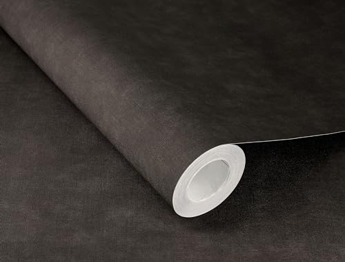 Rasch Tapete 330151 - Einfarbige Vliestapete in Schwarz mit Leinenoptik, Textil-Struktur aus der Kollektion Paraiso