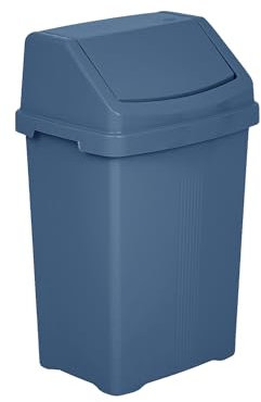 VISHCHIT Robust Plastic Swing Bin Waste Recycle Recycling Dustbins With Removable Swing Lid Rubbish Trash Refused Bins Garbage Paper Trash Can For Home Kitchen Bathroom Office (Navy Blue, 8L Litre)