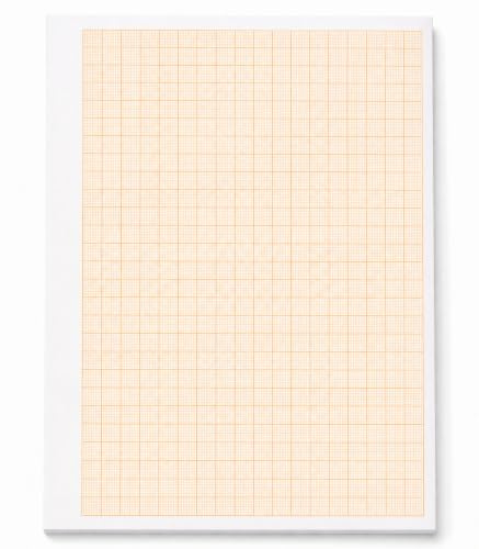 5x Millimeterpapier A4 Block orange 1 mm Raster, 50 Blatt, 80 g/m² | Dezent oranges A4 Millimeterpapier mit 1-mm-Raster für technische Zeichnungen, Skizzen & Planung