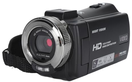 Garsent Caméra Vidéo pour Vlogging, Caméscope Full HD 1080P, Zoom Numérique 30MP 16X, écran Rotatif TFT 3,0 Pouces, avec Lumière D'appoint et Port USB, Capturez des Moments Merveilleux