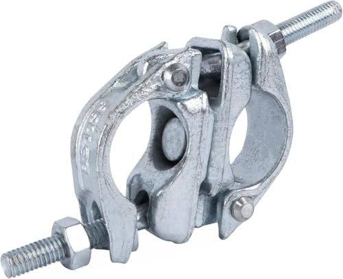 Giunto girevole per ponteggio, fascetta per ponteggi, 48 x 48 mm, 2 pezzi, giunti girevoli a 360°, frizione doppia per il fissaggio di ponteggi, asta di ancoraggio