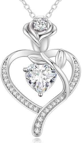 CDE Kette für Damen Rosegold Herz Schmuck 925 Sterling Silber Geschenke | Geburtstags Geschenk für Frauen Freundin mit Schmuck Geburtstag Weihnachten Valentinstag Muttertag Mama Hochzeit Jubiläum