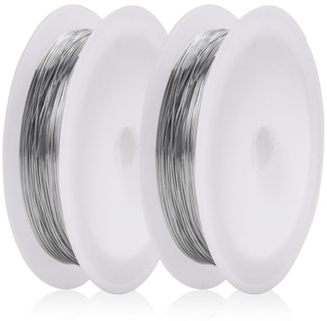 MEGAVOW 0.4mm x 10m Hantverkstråd Smyckestråd, Pysseltråd för Fästtråd Skulptering Tråd Smycken Halsband Armband Dekorativa Smyckestillverknin, Silver