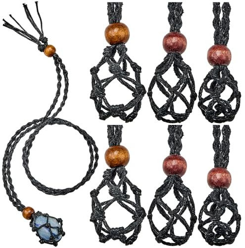 Hicarer 6 Pièces Cordons de Collier Porte-Pierre Vide Porte-Collier en Cristal de Quartz Cordon Réglable pour Pendentif
