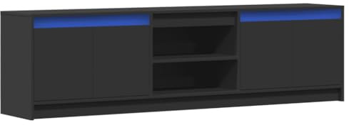 Meuble TV avec LED noir 180x34x50 cm bois d ingénierie