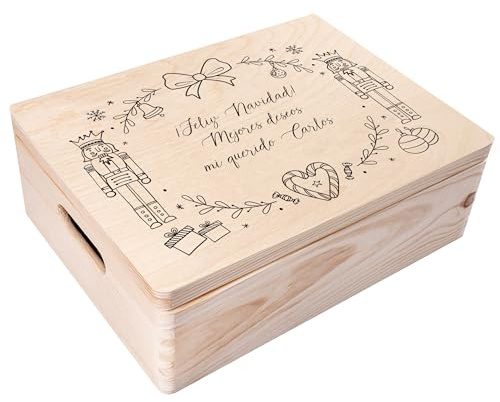 Creative DECO Caja Regalo para Navidad Personalizado - Cascanueces | Regalo Original de Madera | Texto Personalizado Deseado Idea de Regalos Navideños | Para Mujeres, Hombres y Parejas
