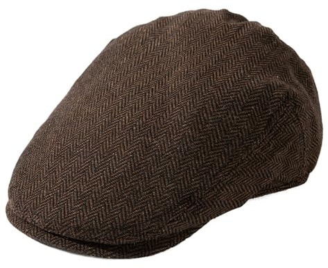 TOP-EX Schiebermütze Herren Wollmischung Flatcap Newsboy Satinfutter L-XXXL | Wollmischung, Satinfutter, Fischgrät- und Karomuster, verstellbare Passform, Golf, Autofahren, Spaziergänge, Stadt, Reisen