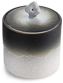Lata De Té Recipientes de almacenamiento de té de cerámica de superficie esmaltada de horno mate de lata de té de porcelana de estilo antiguo con tapa hermética contenedor de almacenamiento de aliment