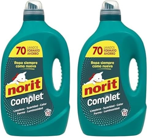 Norit Complet - Detergente Líquido para Toda la Ropa, Máxima Limpieza y Luminosidad, Cuida y Suaviza el Tejido, Mantiene Aspecto, Forma y Color Tras Lavado, 70 Lavados - 3500 ml (Paquete de 2)