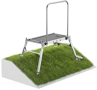 Hailo LP Outdoor Leiternpodest, rutschfest bis 300 kg, Silber | Teleskopierbare Füße für unebene Flächen, für Tritt- und Stehleitern bis 5 Stufen