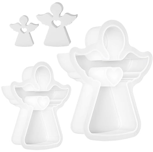 TREABEAR 2PCS Silikonform Engel, Silikonformen Kerzen Engel Mit Herzform, Gießform Engel, Silikonformen Gießformen Kerzenhalter, Formen für Gips Gießen Angels
