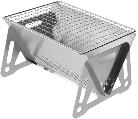 Generisch zusammenklappbarer Grill Kochen Holzkohlegrill Holzkohle-Tischgrill Grills Elektrogrill grill für unterwegs Grillwerkzeug Faltbare Grill Grillrost BBQ-Tool Rostfreier Stahl Silver