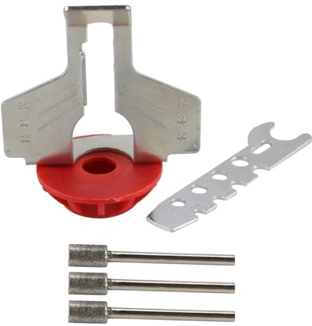 Sarini 5 Pcs Chainsaw Sharpening Attachment, Chainsaw Sharpener with Angle Guide and Diamond Grinding Stone Files, Drill Power Tool Accessories Red