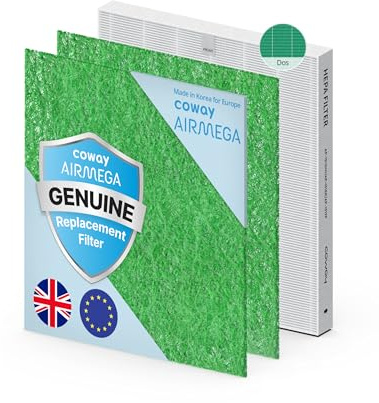 COWAY Air Purifier Airmega Mighty AP-1512HH & 200M Replacement Filter Set for Allergy Sufferers, Includes 2 Allergen Deodorisation Filters & 1 GreenHEPA Filter in One Pack, Lasts Up to 1 Year | 1 HEPA filter (1 year) + 2 allergen filters (6 months each); Coway-engineered for allergy-focused filtration and airflow.