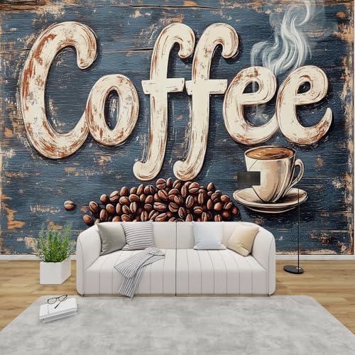 PaxGloz Fototapete Kaffee Tapete Küche Retro Cafe Tapeten Vliestapete Modern Wandtapete Wohnzimmer Schlafzimmer Kinderzimmer Wanddeko Motivtapeten 150 x 105 cm (B x H)