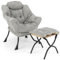 FANTASK Relaxsessel mit Armlehnen, Sessel mit Hocker, Fernsehsessel, Loungesessel, gepolsterter Ohrensessel für Wohnzimmer, Schlafzimmer, Büro (Grau), 81 x 77 x 96 cm