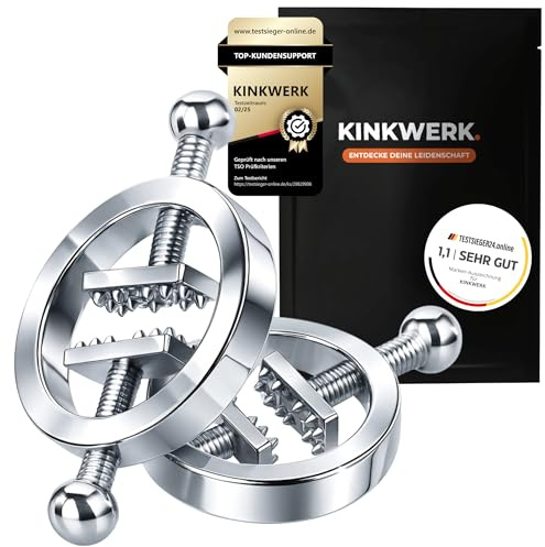 KINKWERK Nippelklemmen aus Edelstahl | Verstellbare BDSM Nipple Clamps mit Schraubmechanismus | Für SM-Spiel & Bruststimulation | Kühl & erhitzbar | Intimes Sexspielzeug für Paare