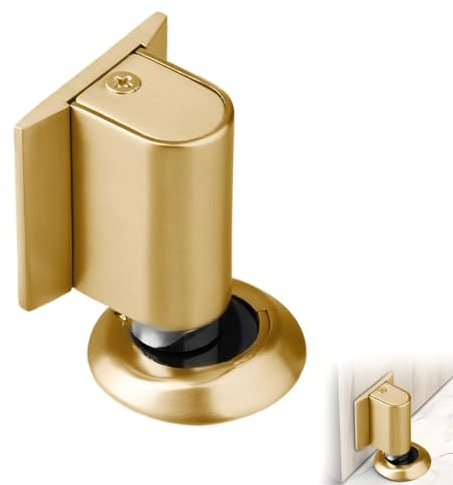 Türstopper Boden Magnetisch - Metall Türstopper Boden Kleben Türpuffer Wandschutz Türfeststeller, Selbstklebend, Magnetic Door Stopper, Selbstklebend Schwer Türhalter für Zimmer Büros Bäder (Gold)