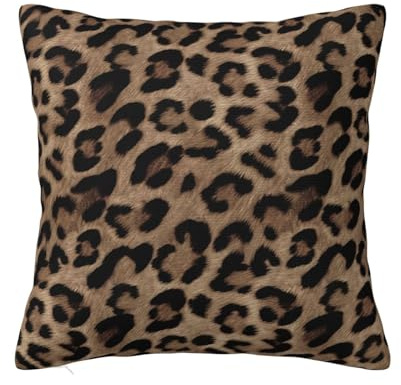 GAAFOSIPH Soft Brown Cushion Covers Double Sided Abstract Leopard Decorative Throw Pillow Case 45x45 cm Pillowcases for Bed Sofa Couch Farm Garden Home Decorations 18x18 inch