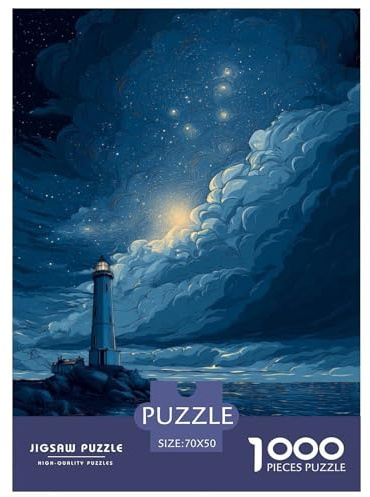 Magische Leuchtturm 3D-Papierspielzeug-Puzzle 70x50cm/1000pcs, Sternenhafte Nacht – Kreativ & Bildend, Zum Entspannen & Hausdekoration, Tolles Geschenk