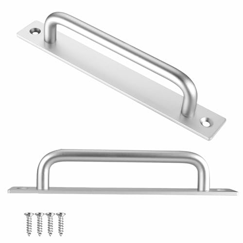 PXRLMYF 2 Pezzi Maniglie per porte scorrevoli 215 mm Maniglione Porta Esterna in Lega di Alluminio Maniglie Armadietto Nero con Viti per Armadi Cucina Mobili Cancello da Giardino (Argento)