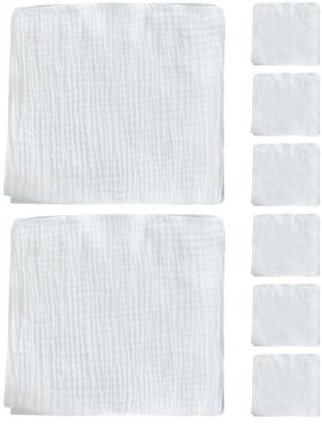 ifundom Pañales de Tela para Recién Nacidos 8 Piezas Doble Capa de Algodón 100% Muselina 43X45 CM Lavables y Reutilizables Toallitas para Eructar Bebés Uso Diario Seguro y