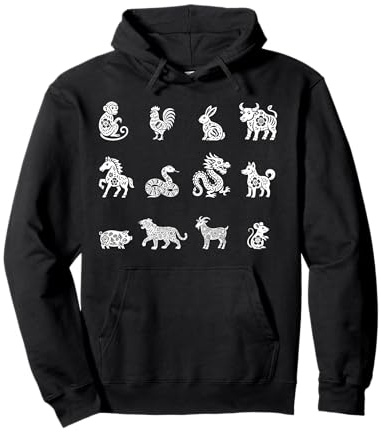 Signes lunaires Animaux du Zodiaque Chinois Nouvel an Chinois Sweat à Capuche