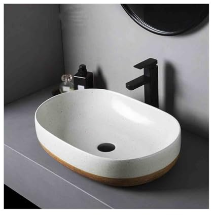 Cloakroom Ceramic Outdoor Indoor Bathroom Vintage Pedestal Basin with Accessories Patio Washbasin Large Oval Shaped Wash Basin