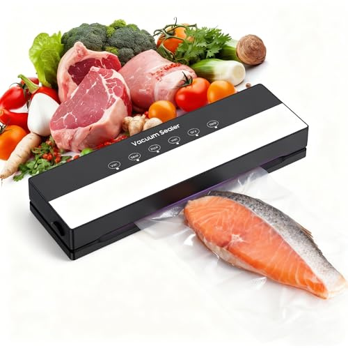 Macchina Sottovuoto,Potente 90Kpa Precisione 5 in 1 Sistema di Conservazione degli Alimenti Sottovuoto, Include sacchetto per il vuoto, Modalità a Secco e Umido Nero (Black, 30 vacuum bags)
